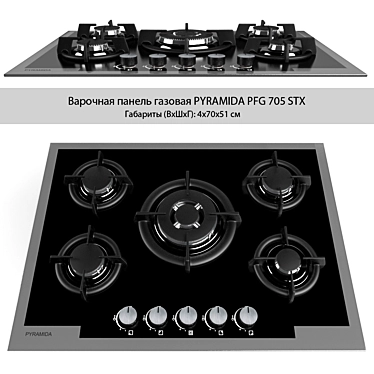 PYRAMIDA PFG 705 Built-in Hob 3D model image 1 