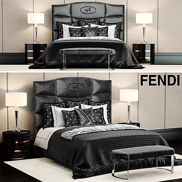 Luxury Fendi George Bed 3D model image 1 