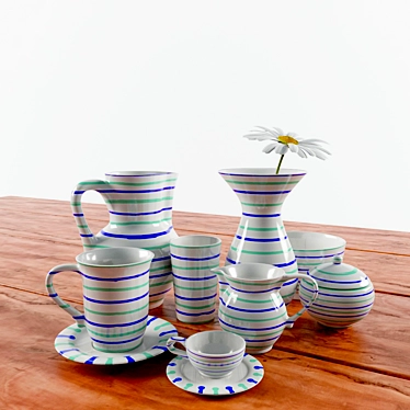 Elegant Traunsee Ceramic Set 3D model image 1 