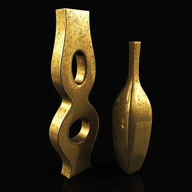 Antique Gold Metal Vases 3D model image 1 