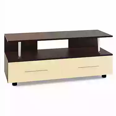 Sleek TV Stand with Drawers & Chrome Bars 3D model image 1 