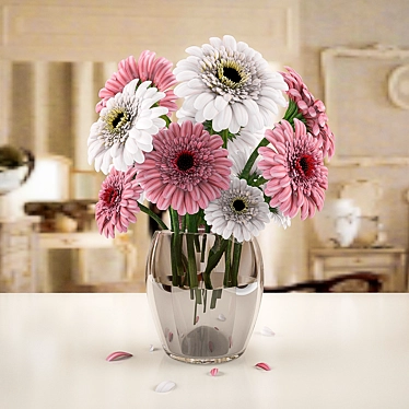 Elegant Gerbera Flower Vase 3D model image 1 