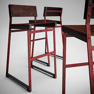 Sleek Catenary Barstools | Token NYC 3D model image 1 