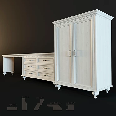 AGT Profile Wardrobe with Chest of Drawers 3D model image 1 