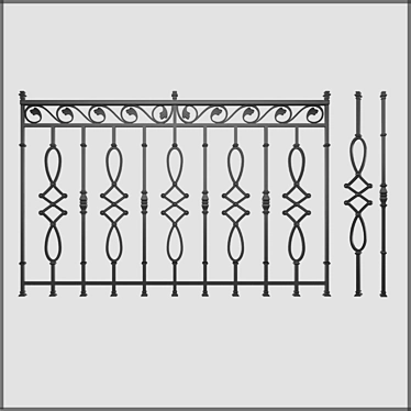 Elegant Wrought Iron Fence 3D model image 1 