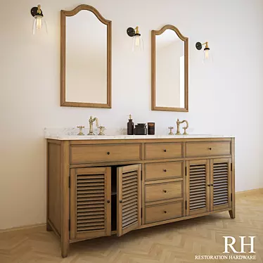 Restoration Hardware Shutter Collection Double Vanity Set 3D model image 1 