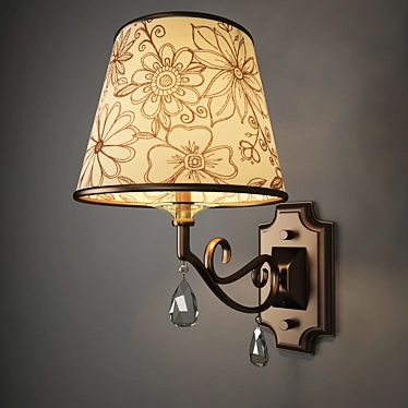 Odeon Light LIKA 2275/1W: Classic Brown Metal Bra with Beige Textile Shade & Crystal Décor 3D model image 1 