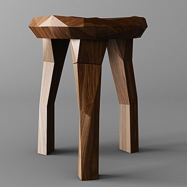 Nikari Stockholm Study - Low Walnut Stool 3D model image 1 