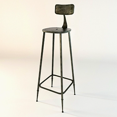 Country Style American Bar Stool - Vintage Height Adjustable 3D model image 1 