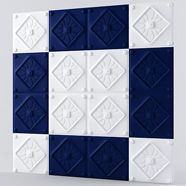 Blue and White 3D Wall Panel  3D model image 1 