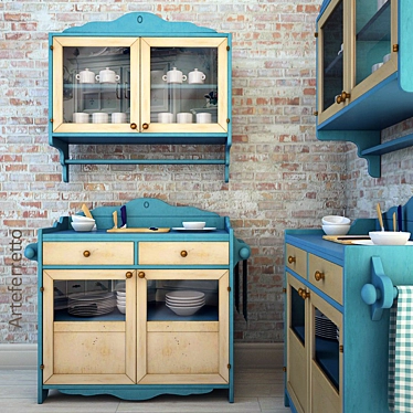 Elegant 2-Door Cabinet Set 3D model image 1 