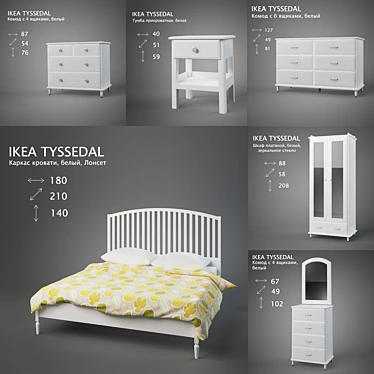 Elegant Tissedal Bedroom Set 3D model image 1 