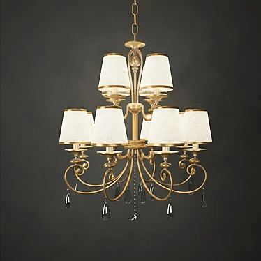 Elegant Gold & White Strotskis Chandelier 3D model image 1 
