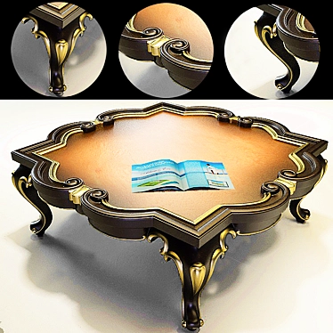 Title: Elegant Square Coffee Table with Carved Elements and Figure Legs 3D model image 1 