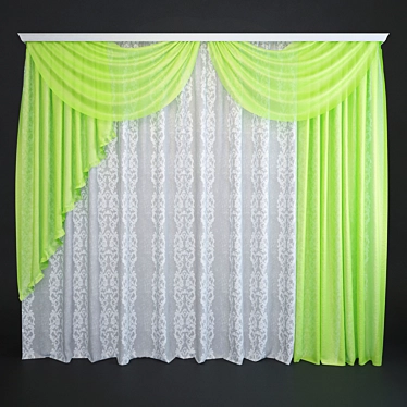 Ethereal Tulle Curtains 3D model image 1 