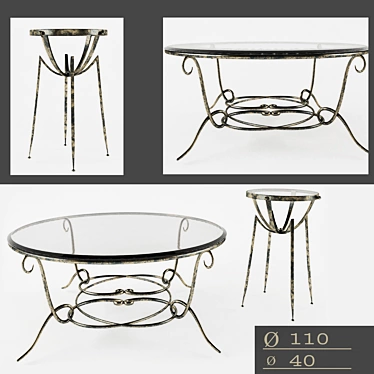 Arabesque Coffee Table Set 3D model image 1 