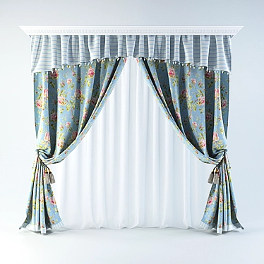 Scandi Style Curtains 3D model image 1 
