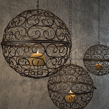 Eastern Charm Forged Pendant Lamp 3D model image 1 