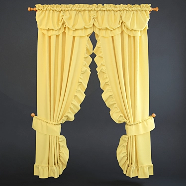 Elegant French Curtains 3D model image 1 