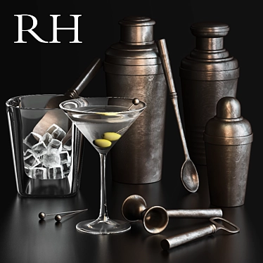 Vintage Hotel Bar Collection 3D model image 1 