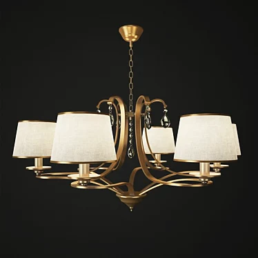 Palermo Chiaro Chandelier: Elegant, Golden, Beige Fabric Shades 3D model image 1 