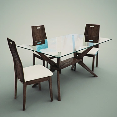 Elegant Magna 5-Piece Dining Set 3D model image 1 