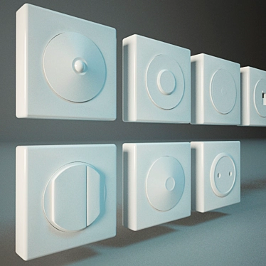 White Plastic Outlet Switches 3D model image 1 