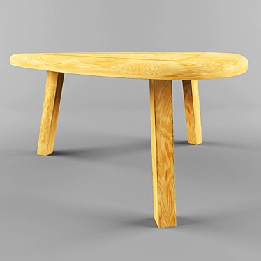 Triangular Wooden Outdoor Table 3D model image 1 