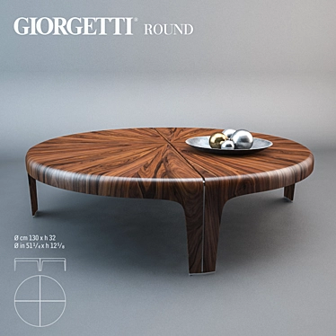 Giorgetti Round Table: Elegant Wood and Metal Design 3D model image 1 
