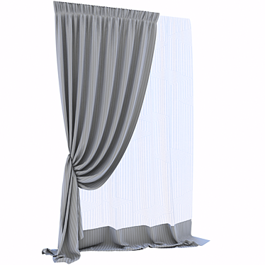 Elegant Sheer Curtain Ensemble 3D model image 1 