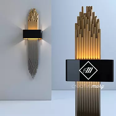 Elegant Brass Wall Light 3D model image 1 
