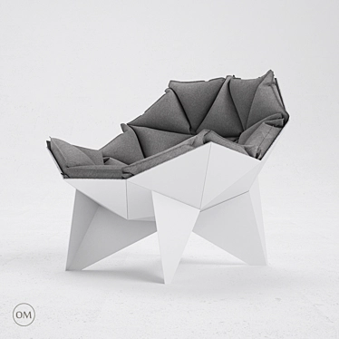 Modern Steel and Velvet Q1 Chair 3D model image 1 