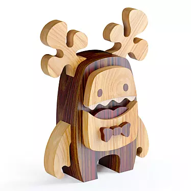 Handcrafted Wooden Moose Toy 3D model image 1 