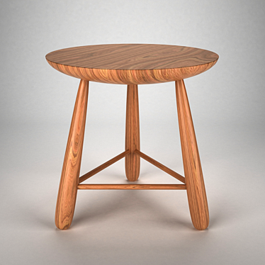 Ethnic Wooden Stool | Height: 40cm 3D model image 1 