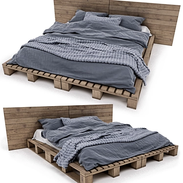Nordic Elegance Scandinavian Bed 3D model image 1 