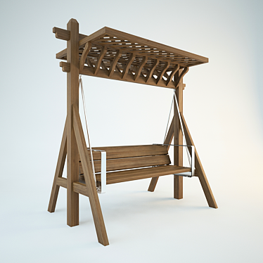 Wooden Garden Swings 3D model image 1 