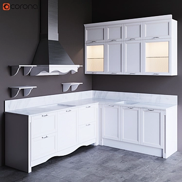 Title: Zetta PORTO Classic Kitchen 3D model image 1 