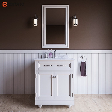 Classic American-Style Bathroom Vanity Set 3D model image 1 