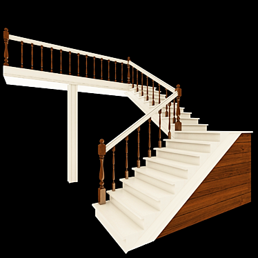 Beech Wood Stairs 3D model image 1 