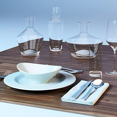 Elegant Dining: Modern Tableware Set 3D model image 1 