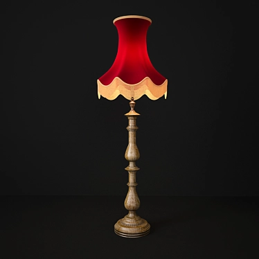 Luxury Silk Lamp with Oak Base 3D model image 1 