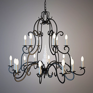 Elegant Iron and Glass Chandelier 3D model image 1 