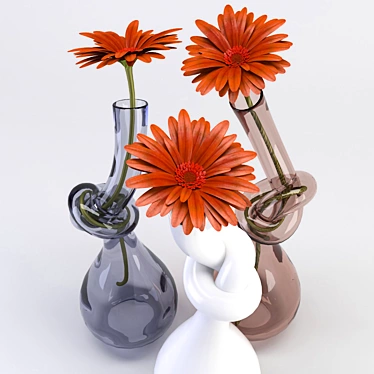 Elegant Gerbera Vase 3D model image 1 