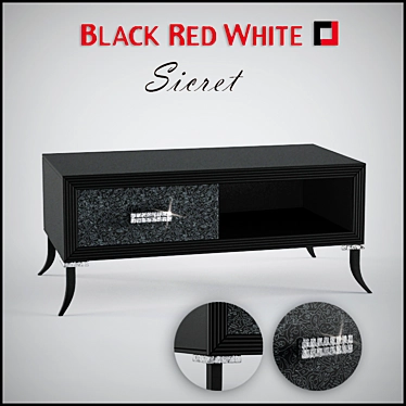 BRW Sicret TV Stand, Black Red White, RTV1S 3D model image 1 