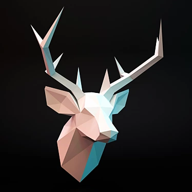 Lowpoly Deer Head: Stylish Interior Decor 3D model image 1 