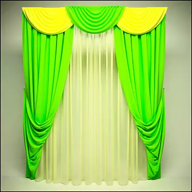 Elegant Window Drapes 3D model image 1 