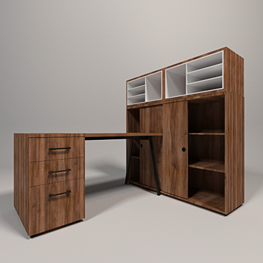 LAVORO Office Table: Walnut Finish 3D model image 1 