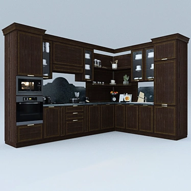 Custom Classical Kitchen (No Appliances) 3D model image 1 