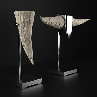 Sleek Steel and Bone Sculpture 3D model image 1 