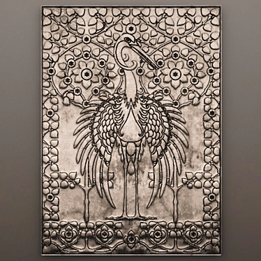 Handcrafted Wall Panel: Bird Stork Heron 3D model image 1 